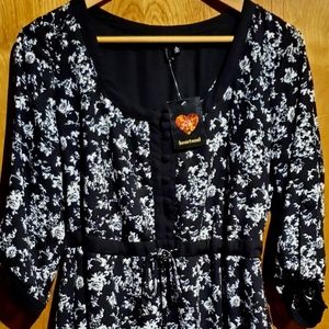 Heartsoul Size M black and white floral print dres